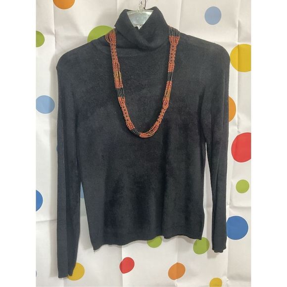 IDG International Direct Black Turtleneck Chenille Soft Size Petite Medium 🌸🍒 - Picture 6 of 9